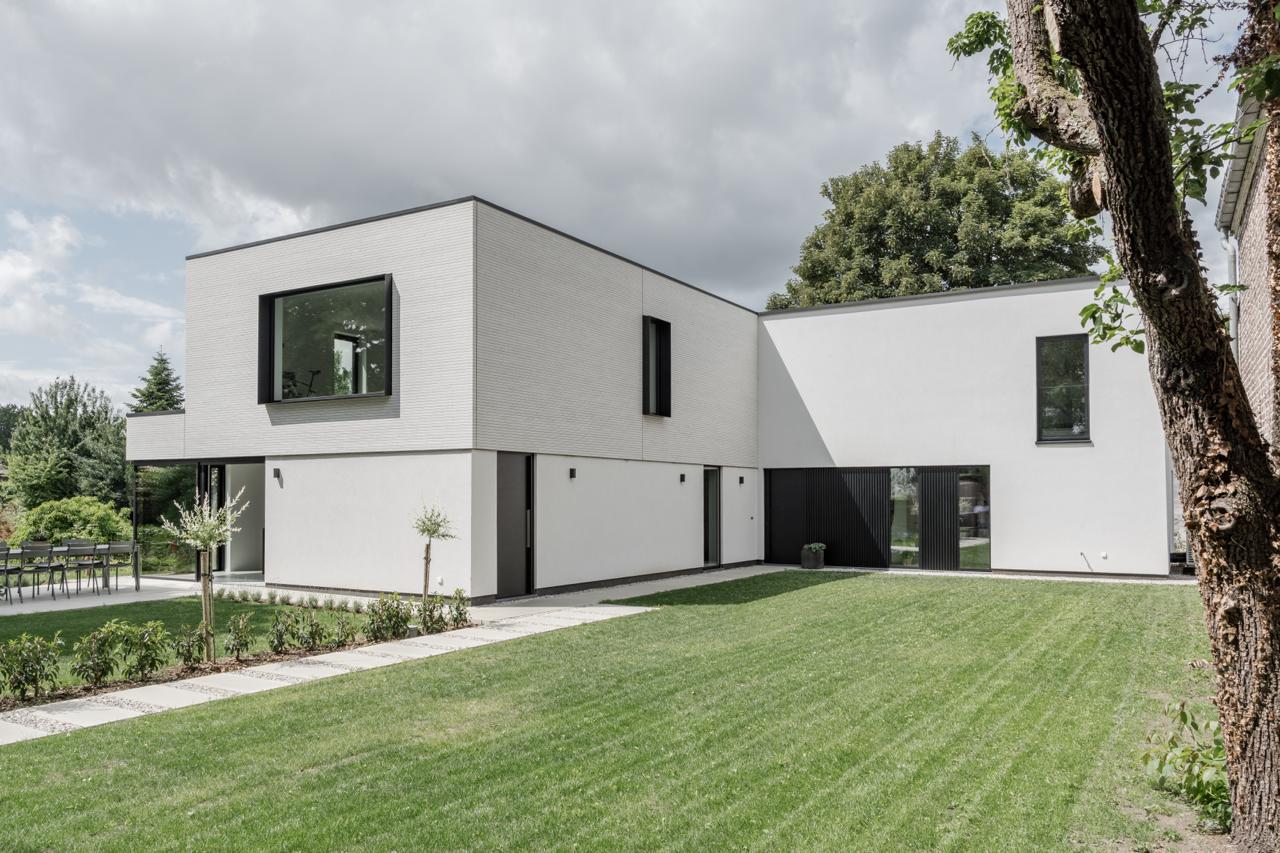 Moderne tuinoverzicht met gazon