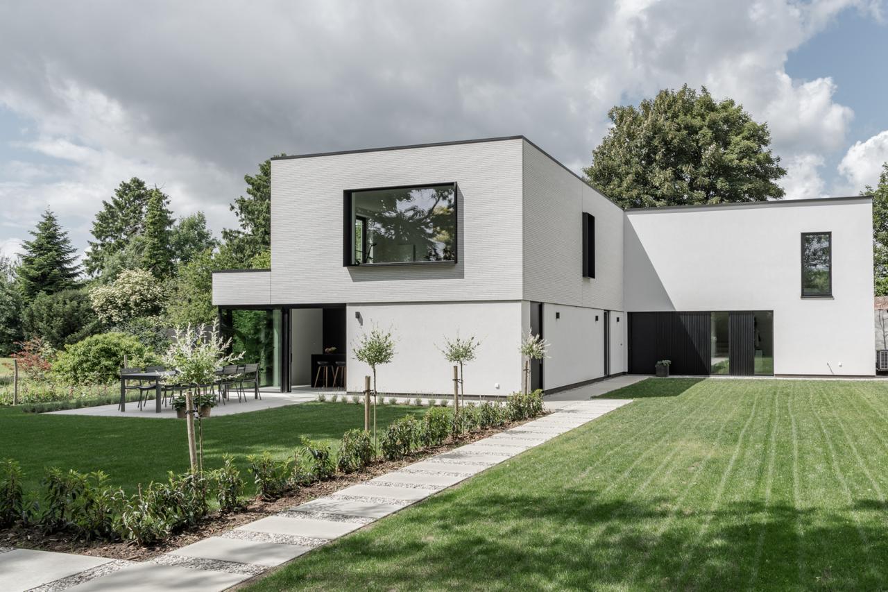 Professionele tuinaanleg met strakke lijnen en moderne beplanting